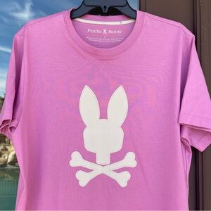 Psycho Bunny Pink with White Leathery Logo Tee UK5 (US L)
